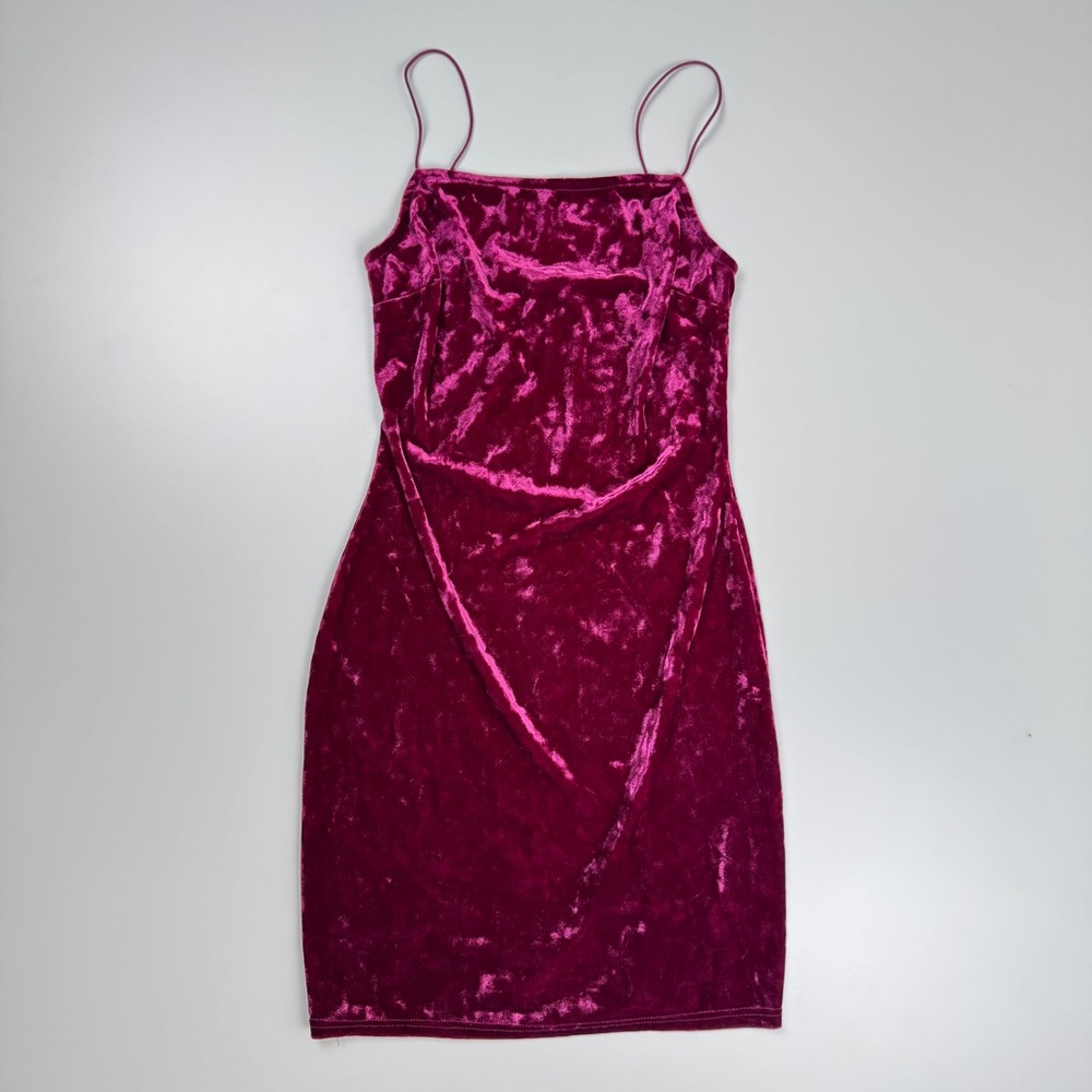 Urban Renewal Pink Velvet Mini Dress Size XS Made in USA Vintage Y2K Whimsygoth